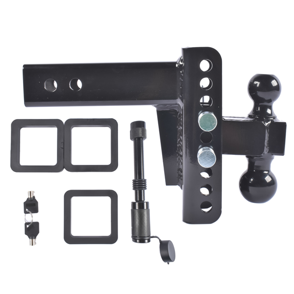 Adjustable Trailer Hitch Fits 2.5" Receiver 6-Inch Drop/Rise 2" & 2-5/16" Ball 22000 LBS GTW with Anti-Theft Pin-2