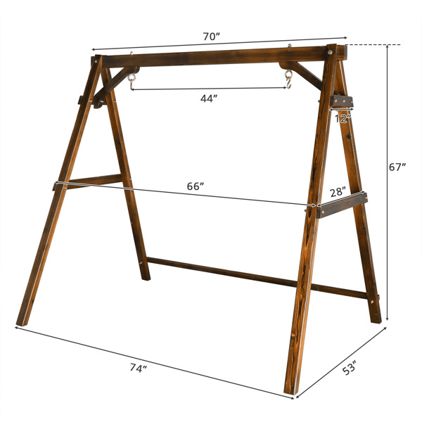 188*135*170cm 600lbs Fir Suitable For 4ft Swing Chair Wood Swing Frame Carbonized Color-4