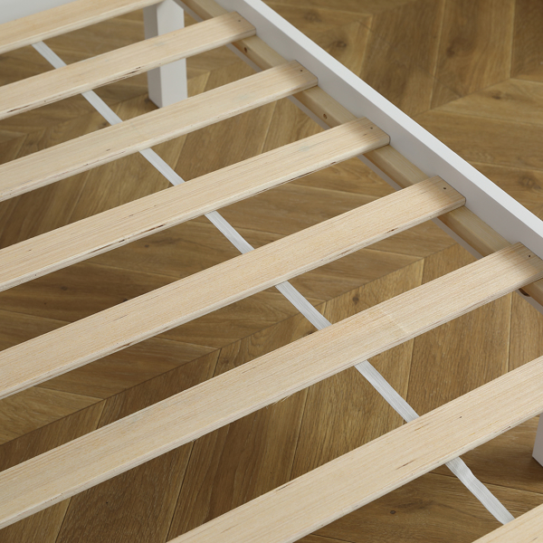 FCH Twin Pine Single-Layer Core Vertical Stripe Full-Board Curved Bed Head With The Same Bed Foot White Wooden Bed-32