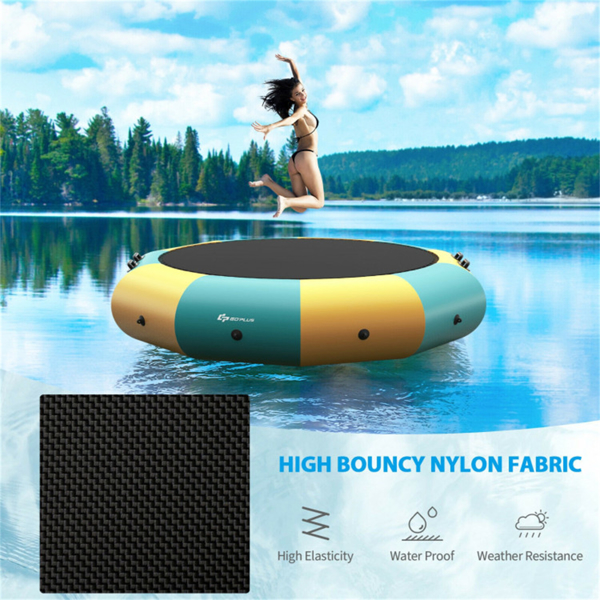 10 Feet Floating Water Trampoline - 330 lbs Capacity, Durable PVC/Oxford Cloth, with 500W Inflator & Accessories -9