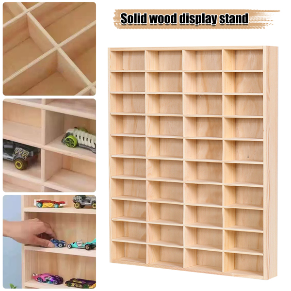 Wooden 1/64 Scale Toy Car Hot Diecast Wheels Matchbox Display Case Storage Gift-3