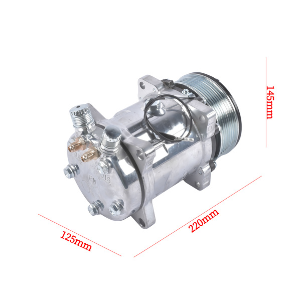 12V A/C Air Conditioning Compressor w/Clutch Replacement for Sanden 508 8-Groove Serpentine Pulley HC5004C-12