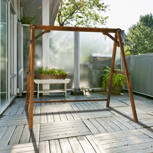 188*135*170cm 600lbs Fir Suitable For 4ft Swing Chair Wood Swing Frame Carbonized Color-11