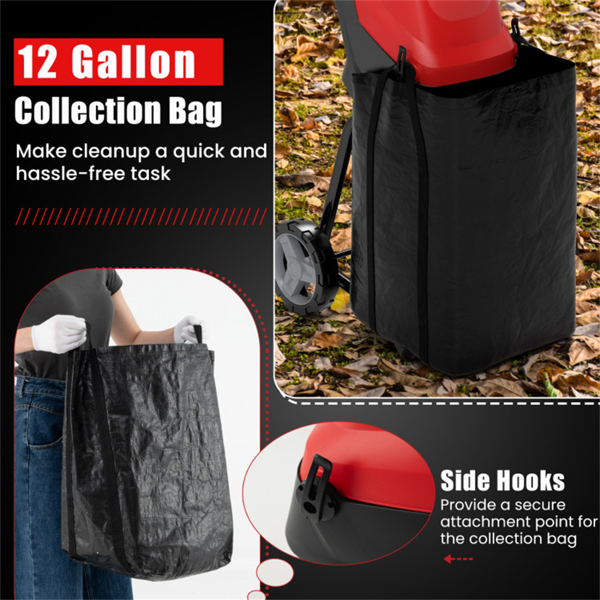 ﻿  15 Amp Electric Wood Chipper - 4000 RPM, 1.77" Max Diameter, 15:1 Reduction Rate with 12-Gallon Collection Bag, Red-6