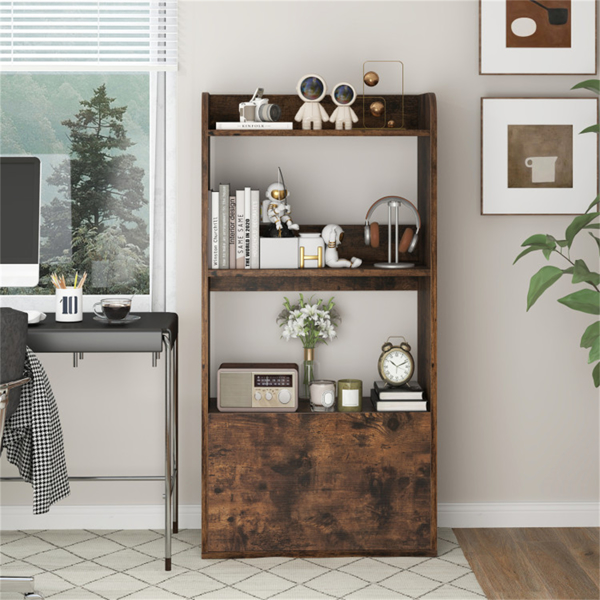 Rustic Brown Freestanding Bookshelf with 3-Tier Shelf -8