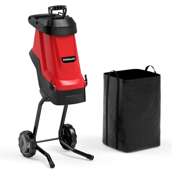 ﻿  15 Amp Electric Wood Chipper - 4000 RPM, 1.77" Max Diameter, 15:1 Reduction Rate with 12-Gallon Collection Bag, Red-1