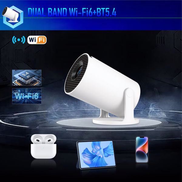 迷你投影仪，支持4K 1080P便携式投影仪，双频WIFI6 5G无线5.2蓝牙Android 11200 ANSI流明，180°可旋转，自动梯形校正，35英寸-130英寸屏幕视频投影仪-14