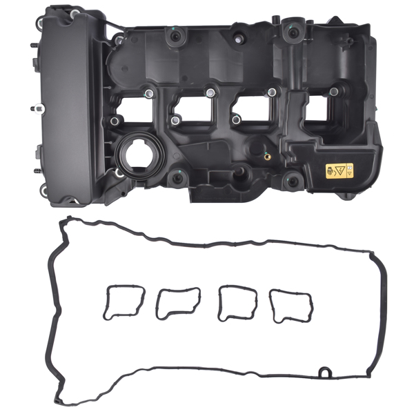 Black Pastic Engine Valve Cover with Gasket Fit for Mercedes-Benz C250 SLK250 2012-2015 1.8L L4 2710101730-3