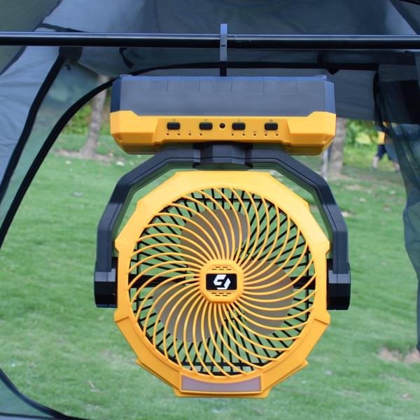 24000mAh Camping fan Rechargeable Battery Operated Fan 9inch 4 Speeds Usb Table fan Yellow-4