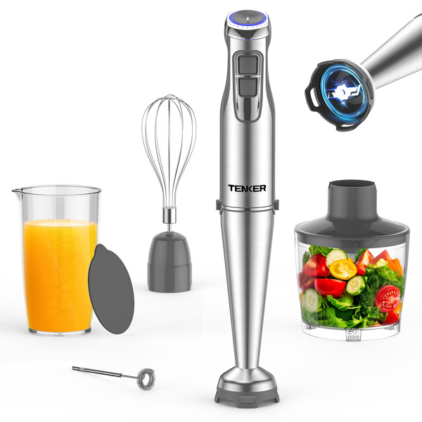 （Amazon has banned sales, no work during the weekend.）1000W Immersion Hand Blender, Stainless Steel Stick Blender with 12-Speed&Turbo Mode, 5-in-1 Handheld Blender with Chopper, Whisk and Frother -3