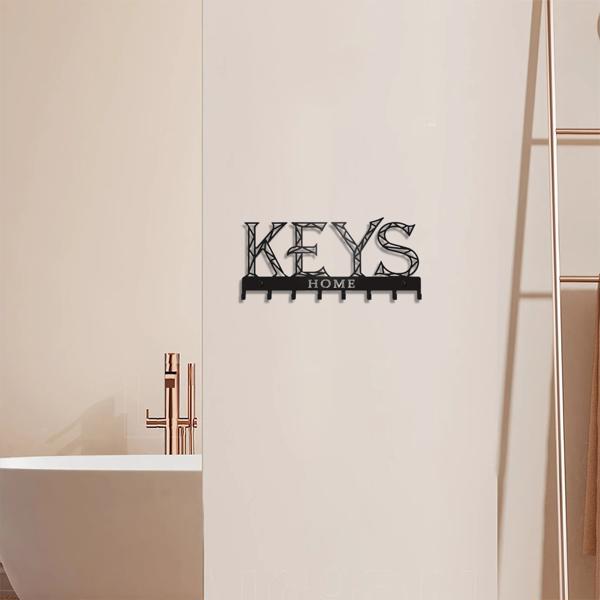 1pc Metal Wall - Mounted Key Holder Hook: A Stylish Decorative Wall Decoration. The Punching/Adhesive Installation Storage Solution Ensures Easy and Neat Key Organization.Wall Sculptures.-4
