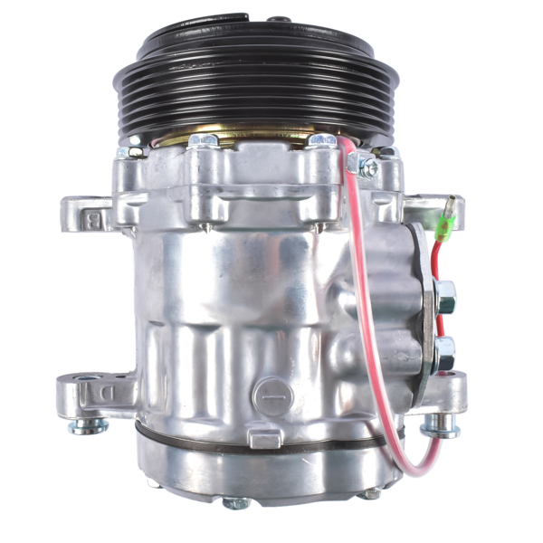 A/C Compressor with 6-Groove Pulley Fits for Sanden SD7 Style Serpentine Belt HC5005BK HRC55824-BK-2