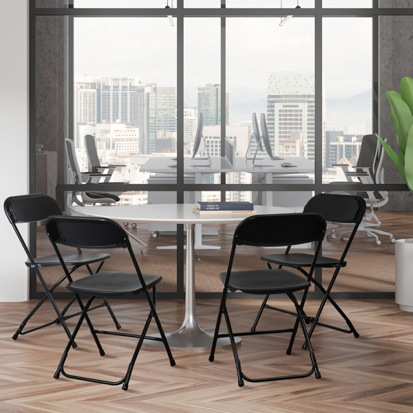 【Replace 8542051】4pcs Injection Molding Classic Garden Plastic Folding Chair Black-6