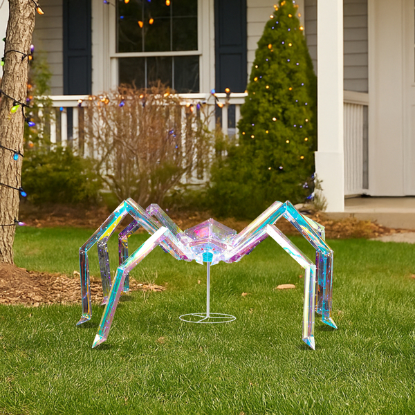 3FT Halloween Decorations Light Up Spider, Outdoor Halloween Decor Lighted Iridescent Spider, Weather Proof Pre-lit Spider with 340 LED Lights, for Front Yard Porch Gardens Lawns Party-10