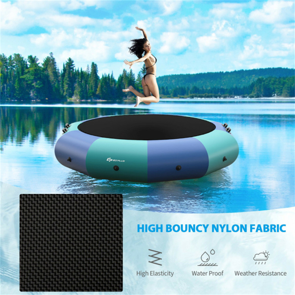 10 Feet Floating Water Trampoline - 330 lbs Capacity, Durable PVC/Oxford Cloth, with 500W Inflator & Accessories -4