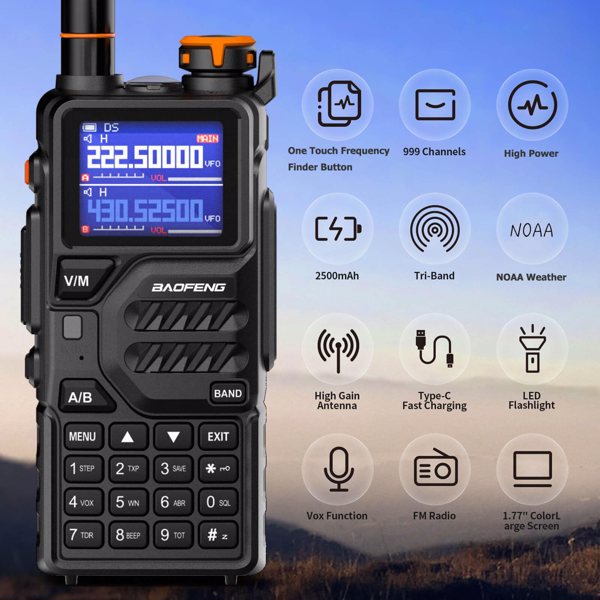BAOFENG Radio Walkie Talkies K5PLUS Ham Radio Long Range Handheld Rechargeable Two Way Radio 10W(Upgrade of UV-5R) with NOAA, 999 Channels, Copy Frequency, USB-C Charginng, Emergency Radios Audio prod-13