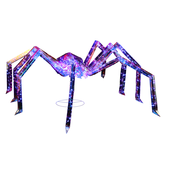 3FT Halloween Decorations Light Up Spider, Outdoor Halloween Decor Lighted Iridescent Spider, Weather Proof Pre-lit Spider with 340 LED Lights, for Front Yard Porch Gardens Lawns Party-1