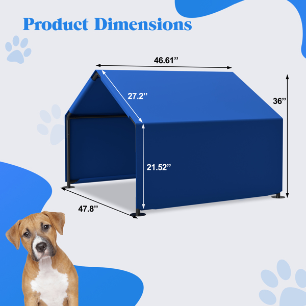Dog Shade Shelter Outdoor Tent for Small Medium Dogs, Waterproof Sun Protection Pet House for Dogs, Small Animals and Livestock, Blue -2