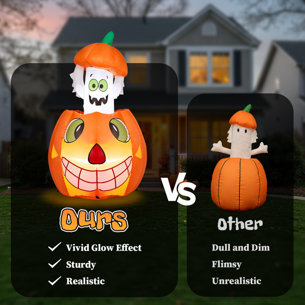2.8 FT Halloween Inflatables Animated Pumpkin Ghost, Outdoor Decorations Blow Up Yard Decor with Built-in LEDs for Indoor Party Garden Lawn Decor-15