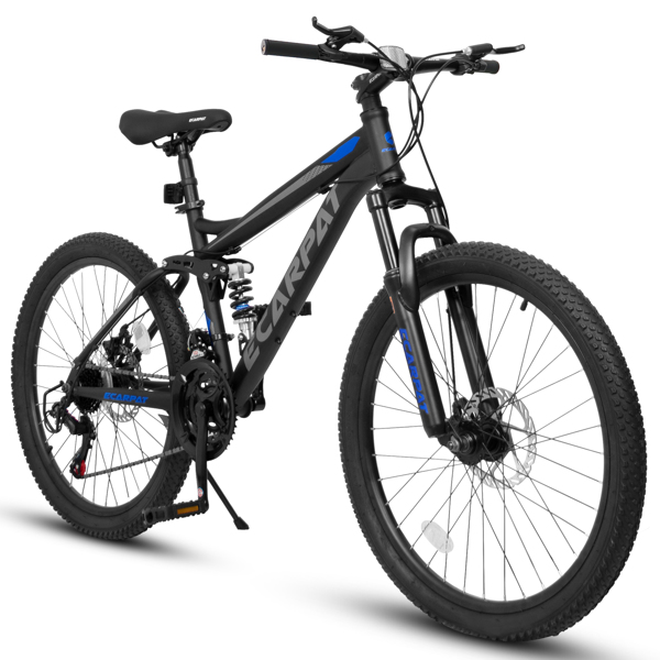 26 Inch Mountain Bike, 21-Speed Disc Brakes, Durable Frame, Front, Rear Dual-Shock Absorption, Unisex for Commuting, Travel, School, Mountain and City Road Cycling -1