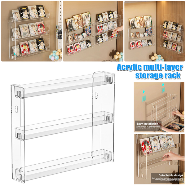 3 Tier Wall Floating Shelf Set DIY Mount Storage Book Acrylic Display Rack-2