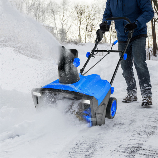 20" Electric Snow Blower - 15Amp Motor, 10" Depth & 30ft Throw Distance, 180° Discharge Chute (Blue)-9