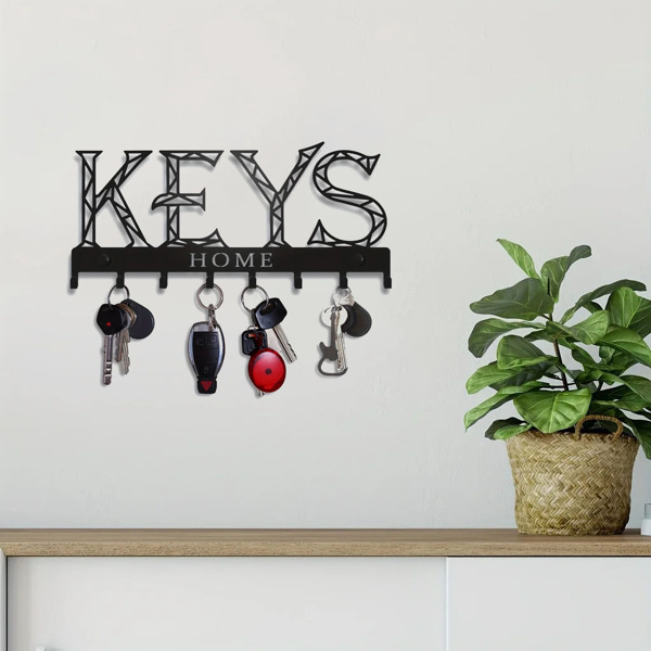 1pc Metal Wall - Mounted Key Holder Hook: A Stylish Decorative Wall Decoration. The Punching/Adhesive Installation Storage Solution Ensures Easy and Neat Key Organization.Wall Sculptures.-27