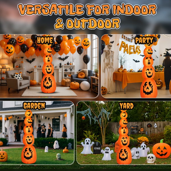 9FT Halloween Inflatable Stacked Pumpkins, Blow up 6 Pumpkins Inflatable with Built-in LED Lights Outdoor Decorations Large Party Yard Decoration-14