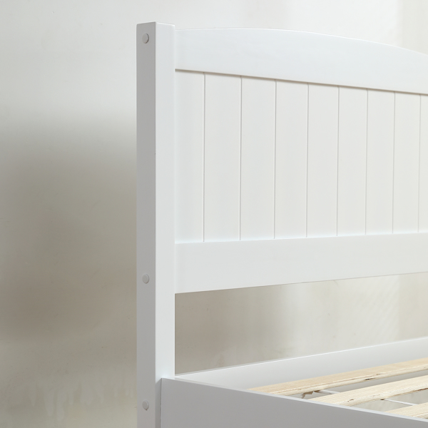 FCH Twin Pine Single-Layer Core Vertical Stripe Full-Board Curved Bed Head With The Same Bed Foot White Wooden Bed-19