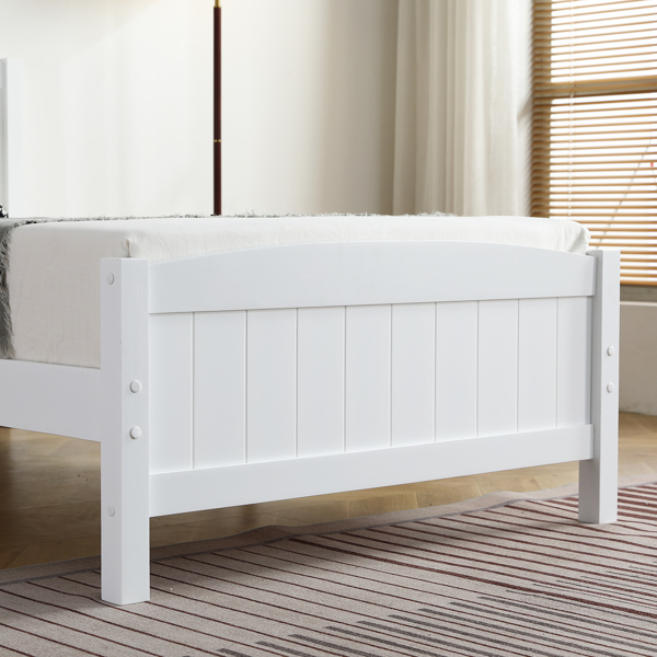 FCH Twin Pine Single-Layer Core Vertical Stripe Full-Board Curved Bed Head With The Same Bed Foot White Wooden Bed-7
