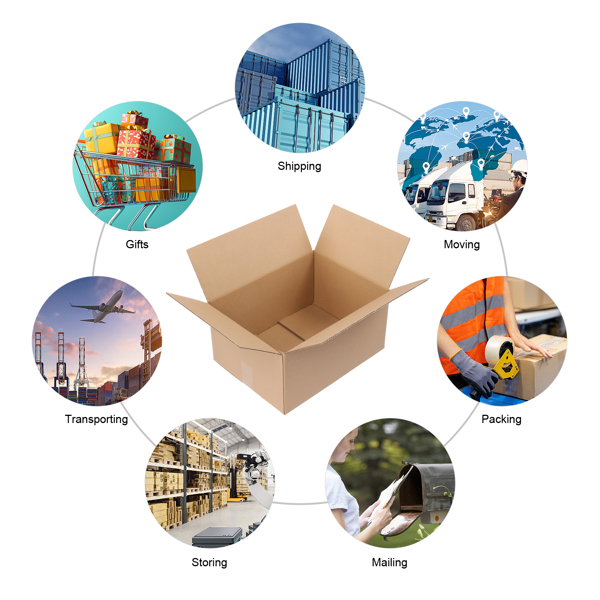 50 pieces, 16" x 12" x 8" (40.6x30.5x20.3cm) thickness 3mm corrugated cardboard box, brown paper color-6