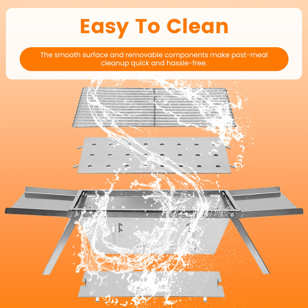 Foldable Charcoal BBQ Grill Stainless Steel Grill Net Easy Setup Portable Tabletop Barbecue Grill for Camping Picnic Outdoor Party Backyard-11