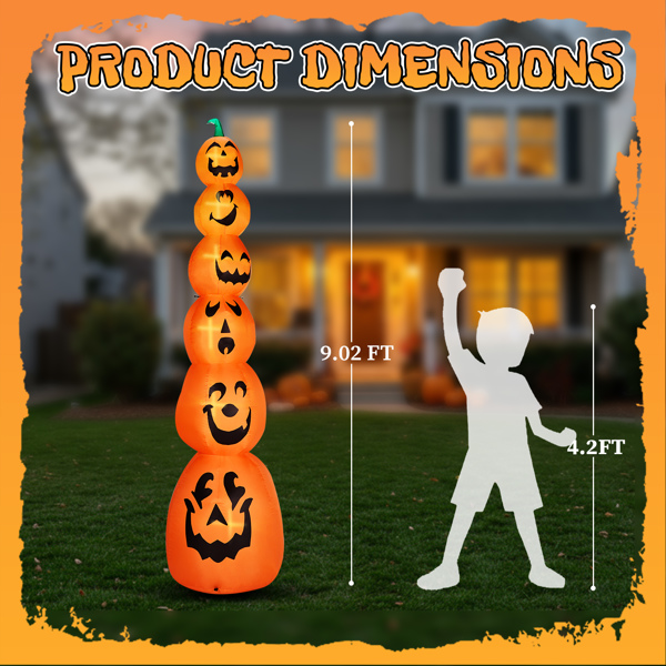 9FT Halloween Inflatable Stacked Pumpkins, Blow up 6 Pumpkins Inflatable with Built-in LED Lights Outdoor Decorations Large Party Yard Decoration-7