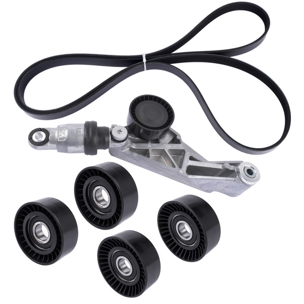 正时套装 6Pcs Drive Belt Kit W/ Tensioner & Idler Pulleys For 2012-2018 Jeep Wrangler JK 3.6L 04627038AA 4627041AA -3
