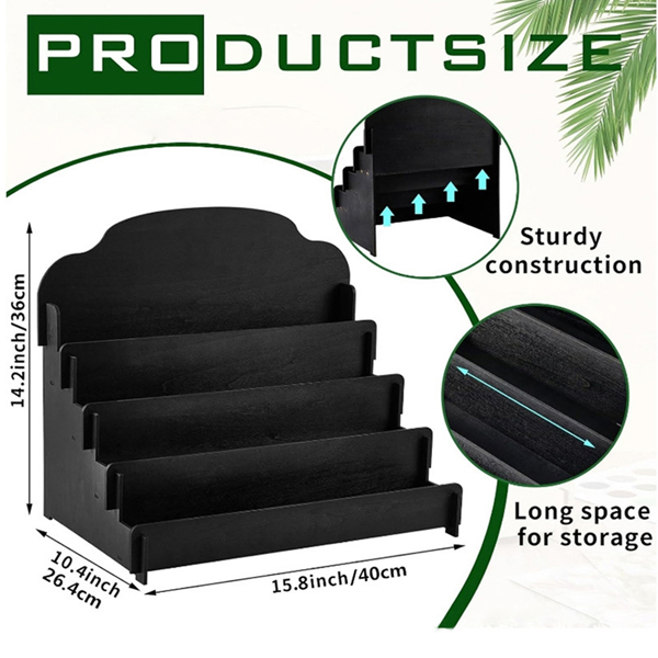 Card Tiered Wooden Display Stand for Postcard Brochure Photos Sticker Holder-5