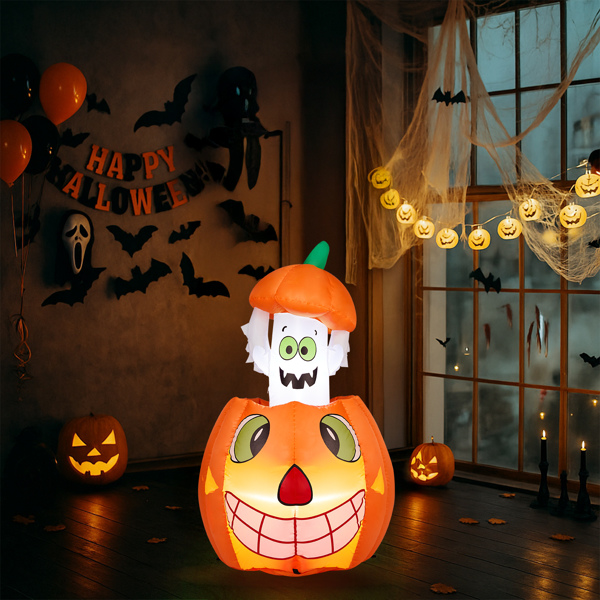 2.8 FT Halloween Inflatables Animated Pumpkin Ghost, Outdoor Decorations Blow Up Yard Decor with Built-in LEDs for Indoor Party Garden Lawn Decor-9