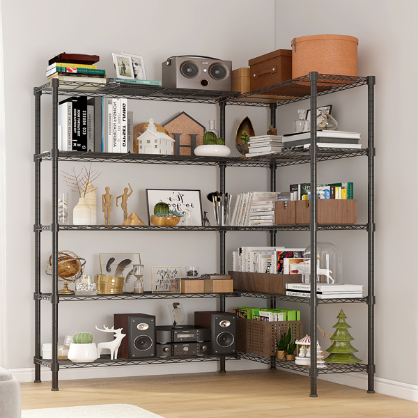 58''W  Adjustable  Storage Shelves 1500LBS  NSF  Wire Shelving Unit 5 Tier Metal Shelving for Storage Rack Shelves for Storage Heavy Duty Garage Shelf Pantry Shelves Kitchen Shelving,  58''W*71''H*-19