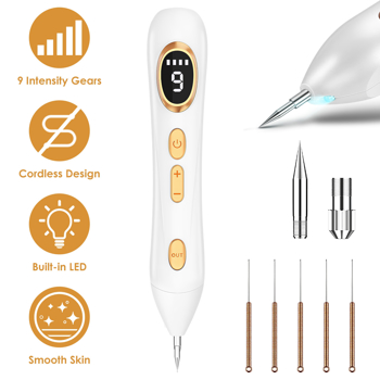 Skin Tag & Wart Removal Pen – 9-Level Electric Remover Tool Kit w/ 5 Disposable Needles + Reusable Probe, Cordless USB Rechargeable, Safe At-Home Spot Remover for Flawless Skin
