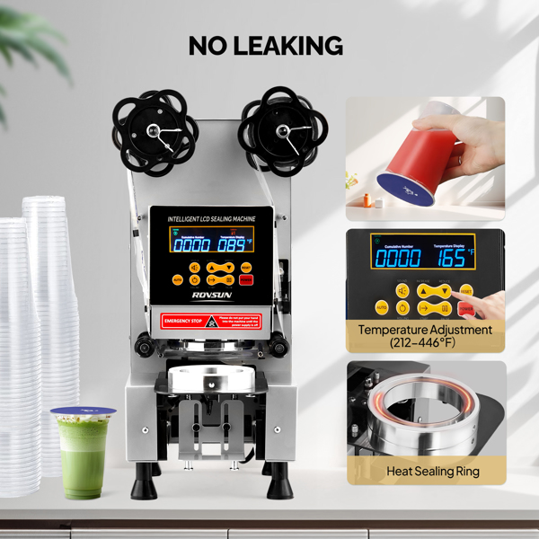 Cup Sealing Machine, Fully Automatic Cup Sealer Machine, Electric Cup Sealing Machine with LCD Intelligent Display for Bubble Milk Tea Coffee, 500-650 Cups/H, 88/89/90/95 mm Cup, Silver -6