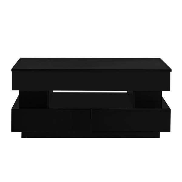  Lift-Top Coffee Table with 2 Drawers, Modern Coffee Table with Adequate Hidden Compartment, Multi-Functional Lift-Top Coffee Table with High-Gloss Finish for Living Room-5