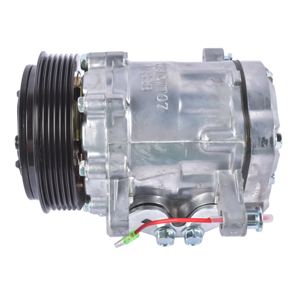 A/C Compressor with 6-Groove Pulley Fits for Sanden SD7 Style Serpentine Belt HC5005BK HRC55824-BK-4