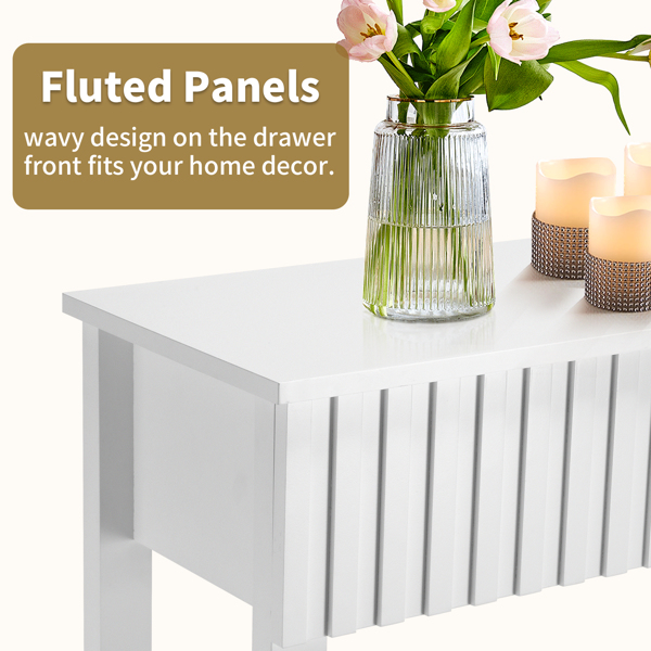 Modern Console Table with 3 Drawers and Open Storage Shelf, Entryway Table Narrow Long Sofa Table Hallway Foyer Table Behind Couch Table, White-8