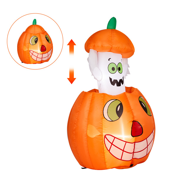 2.8 FT Halloween Inflatables Animated Pumpkin Ghost, Outdoor Decorations Blow Up Yard Decor with Built-in LEDs for Indoor Party Garden Lawn Decor-5