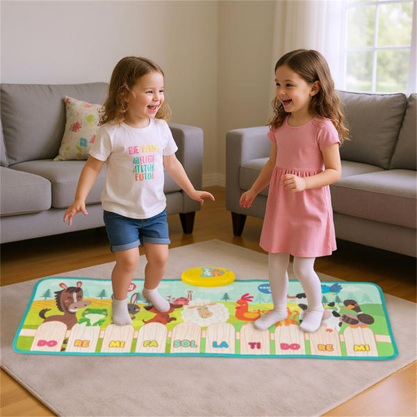 Kids Piano Play Mat with Animal Sounds - 10 Music Keys, Foldable for Outdoor Use, Soft & Easy to Clean (3+ Years) -5
