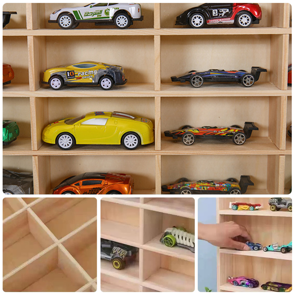 Wooden 1/64 Scale Toy Car Hot Diecast Wheels Matchbox Display Case Storage Gift-8