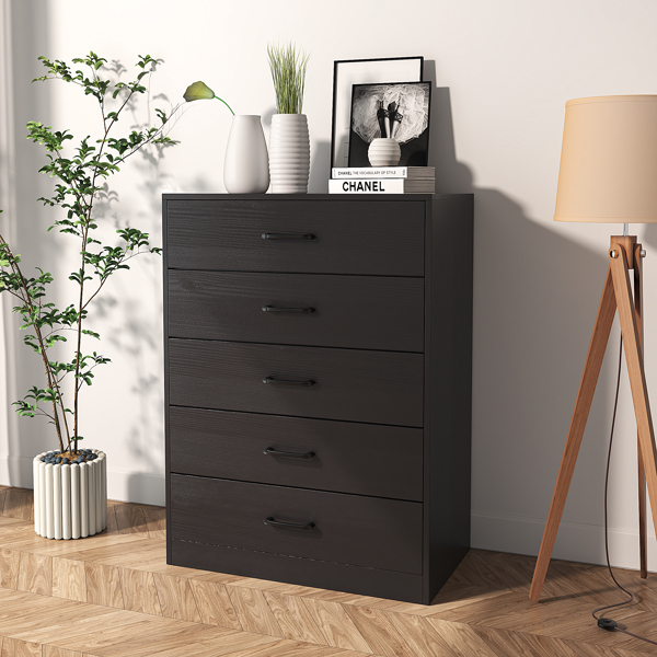 Single row 5 layers 5 drawers facing cloth drawer cabinet particle board non-woven fabric 70*40*93.3cm black-3