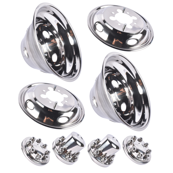 Stainless Steel Dual Wheel Simulator Covers Fit for 2003-2018 Replacement for Dodge Replacement for Ram 3500 17"-4
