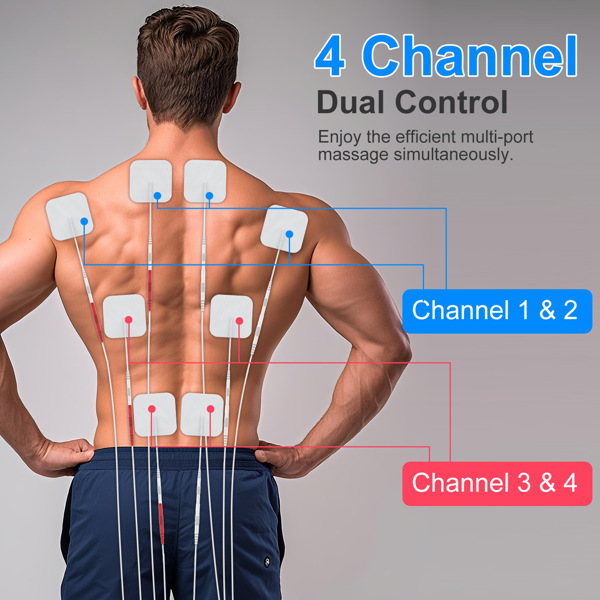 4-Channel Rechargeable TENS Unit with 8 Pads, 48 Modes & 4 Programs for Pain Relief, Muscle Training & Relaxation – Portable & User-Friendly-9