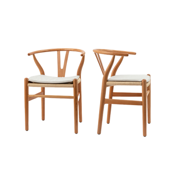 Wishbone Chairs for Dining Room,Soild Wood Weave Dining Chair,Armchair,Fully Assembled,Set of 2 