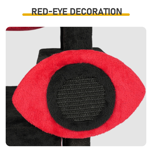 53" Large Cat Tree, Gothic Cat Tower with Padded Perch, Spacious Condo, Comfy Hammock, Scratching Post, Hanging Toy for Indoor Cats, Red & Black-16